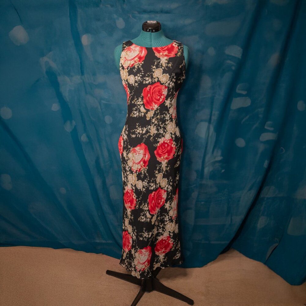 Grunge Whimsigoth Jonathan Martin Vintage Rose Maxi Dress Size 3